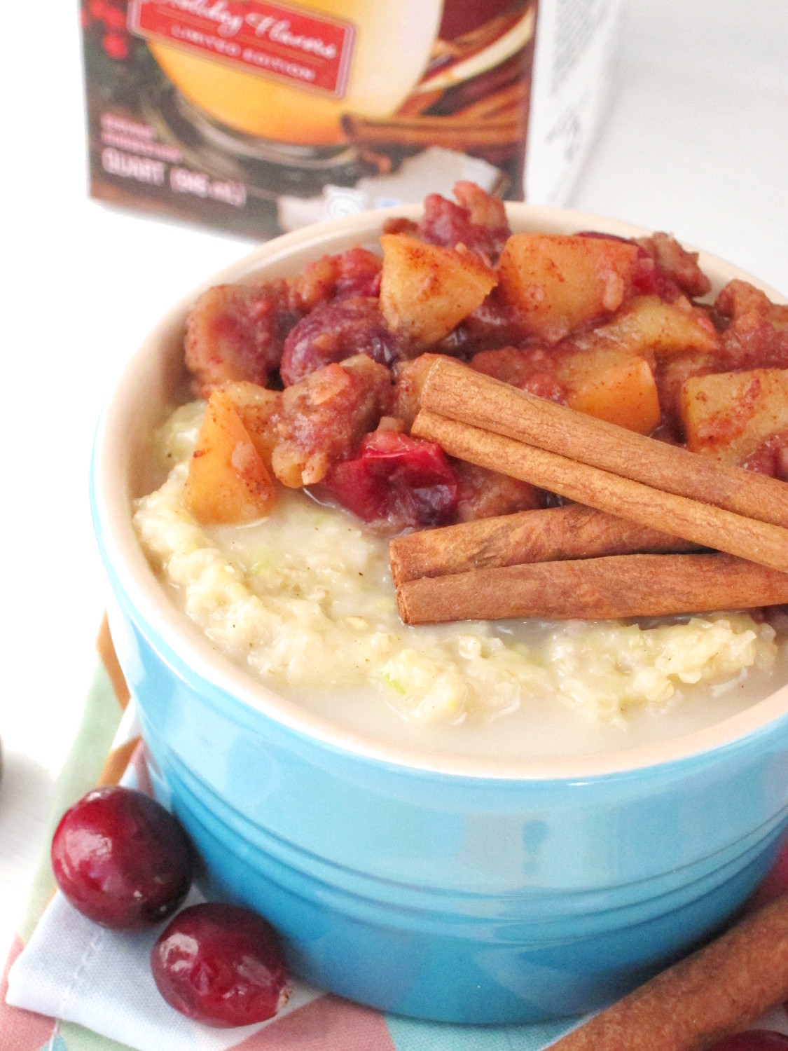 Eggnog Oatmeal with Apple-Cranberry-Chestnut Compote | The Oatmeal Artist